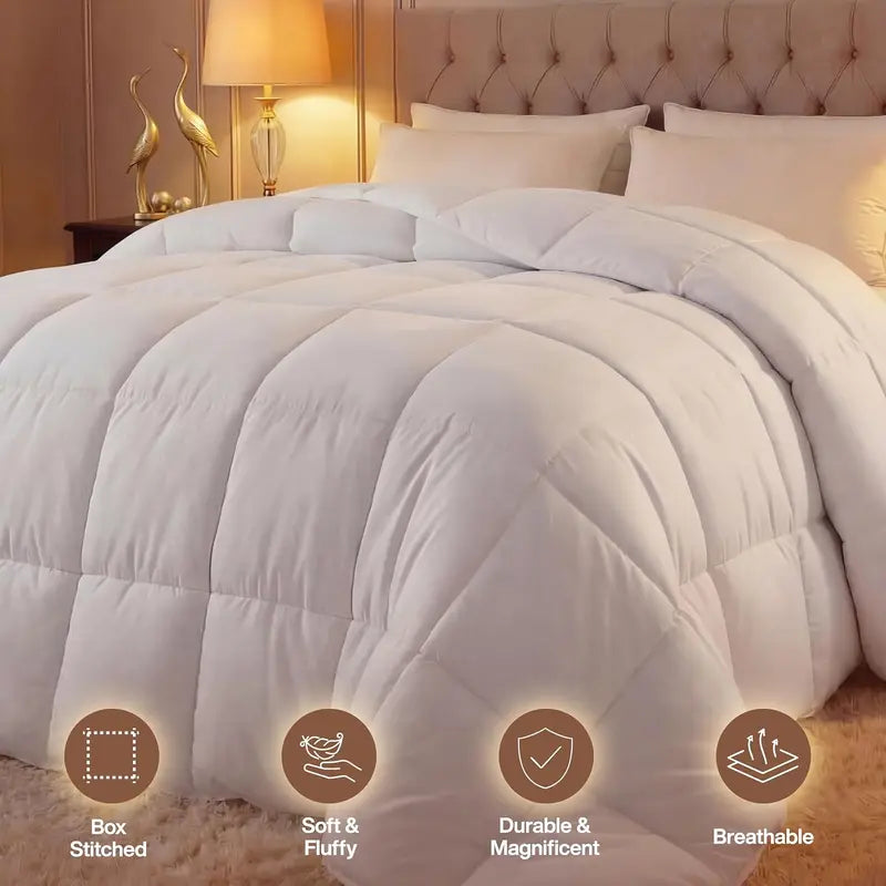 Down Alternative Duvet Insert — Quilted Comforter with Corner Loops, Box-Stitched, Double/Large Size